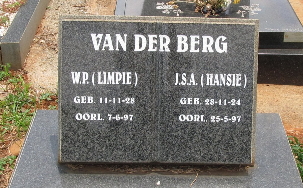 BERG J.S.A., van der 1924-1997 ::  VAN DER BERG W.P. 1928-1997