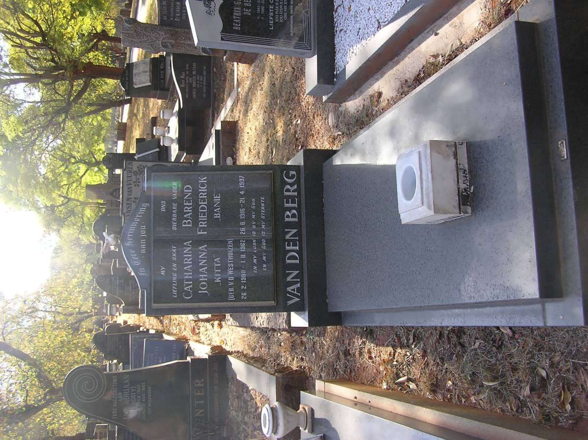 BERG Barend Friederick, van den 1916-1997 &amp; Catharina Johanna V.D. WESTHUIZEN 1900-1962