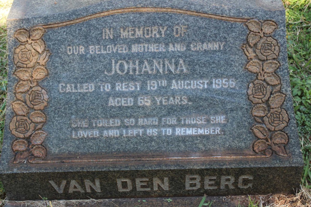 BERG Johanna, van den -1956