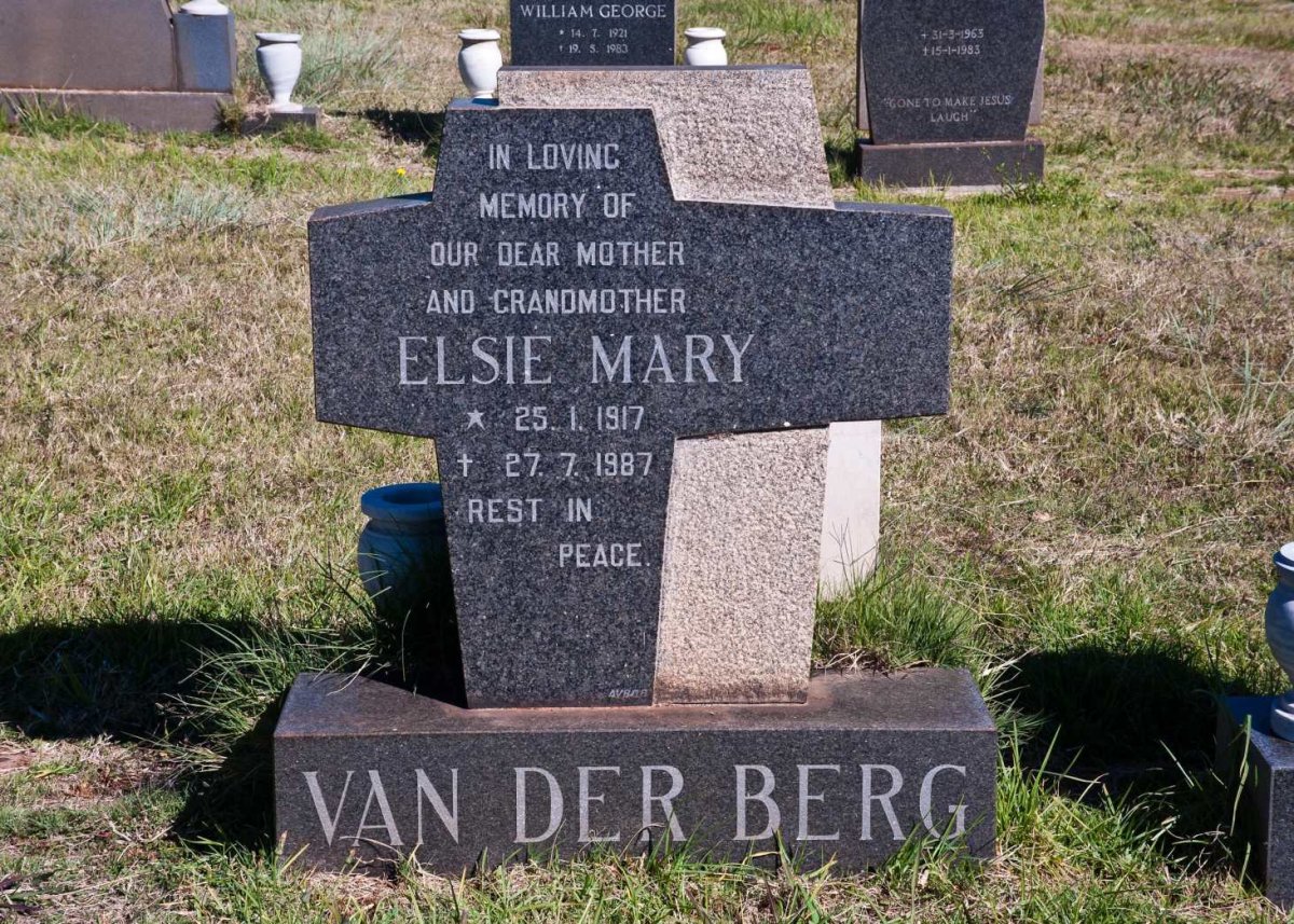 BERG Elsie Mary, van der 1917-1987