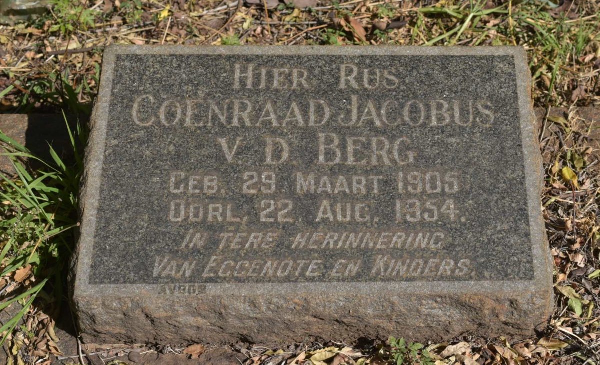 BERG Coenraad Jacobus, v.d. 1905-1954