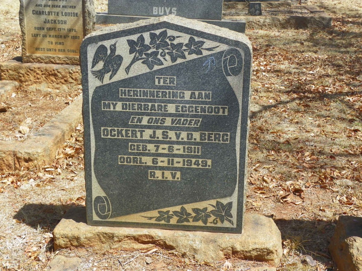BERG Ockert J.S., v.d. 1911-1949