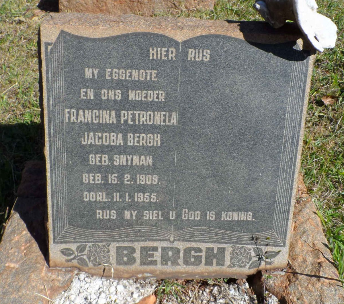 BERGH Francina Petronela Jacoba nee SNYMAN 1909-1955