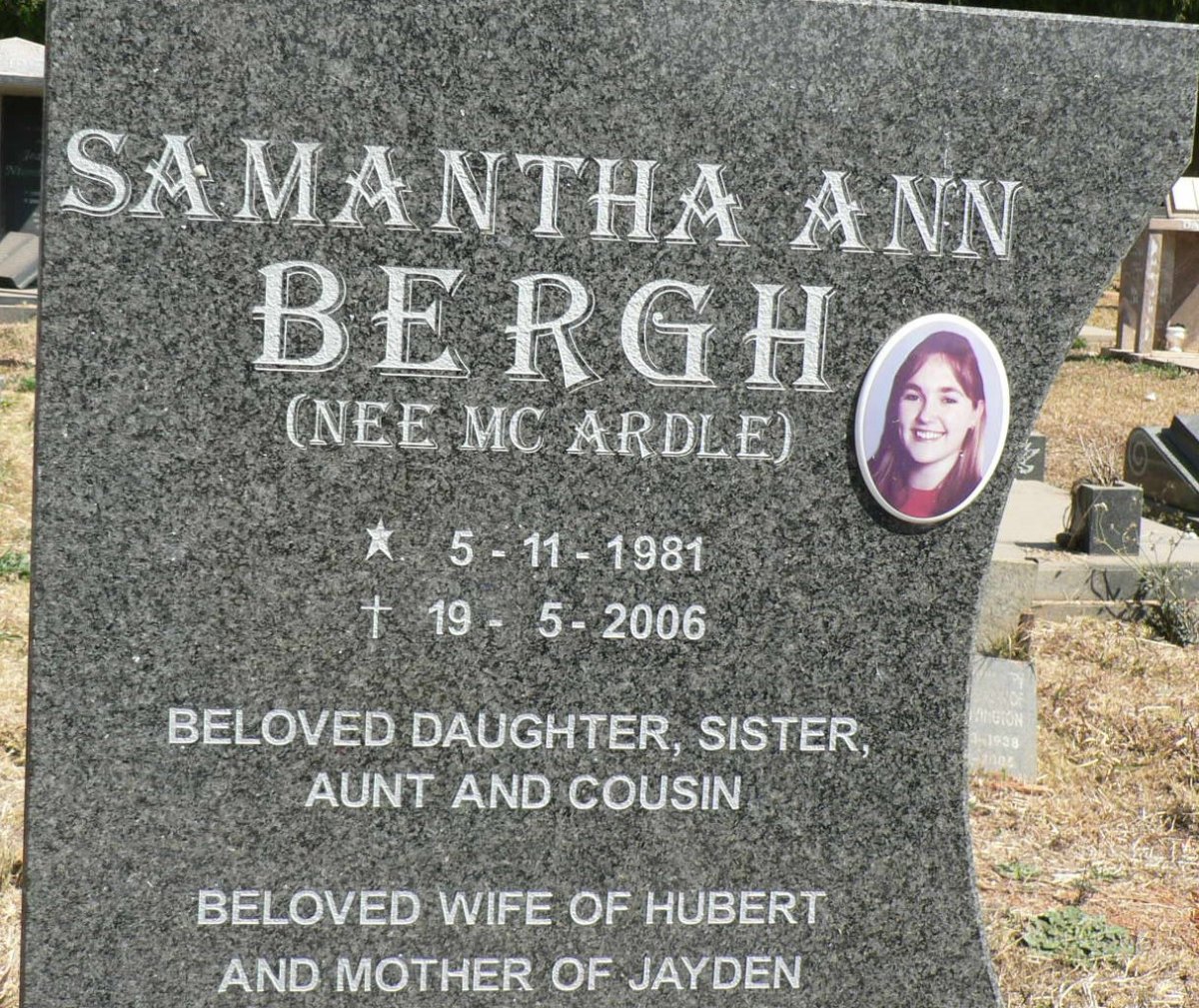 BERGH Samantha Ann nee McARDLE 1981-2006