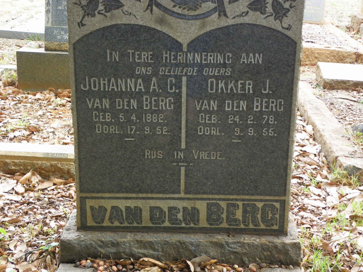 BERG Okker J., van den 1878-1955 &amp; Johanna A.C. 1882-1952