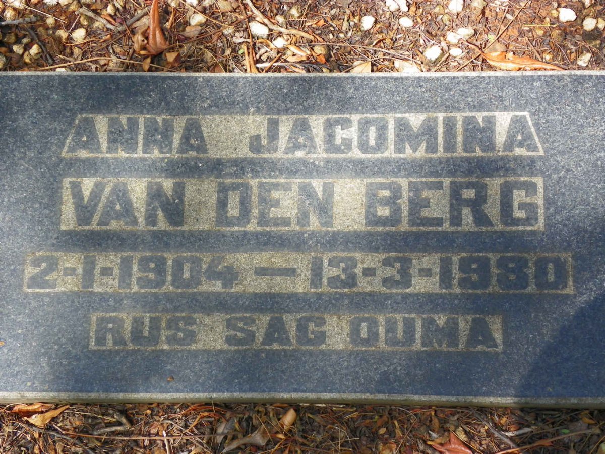 BERG Anna Jacomina, van den 1904-1980 :: SCHOEMAN Daniel 1922-1943