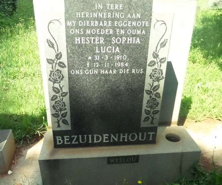 BEZUIDENHOUT Hester Sophia Lucia 1910-1984