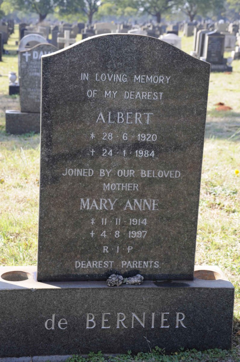 BERNIER Albert, de 1920-1984 &amp; Mary Anne 1914-1997