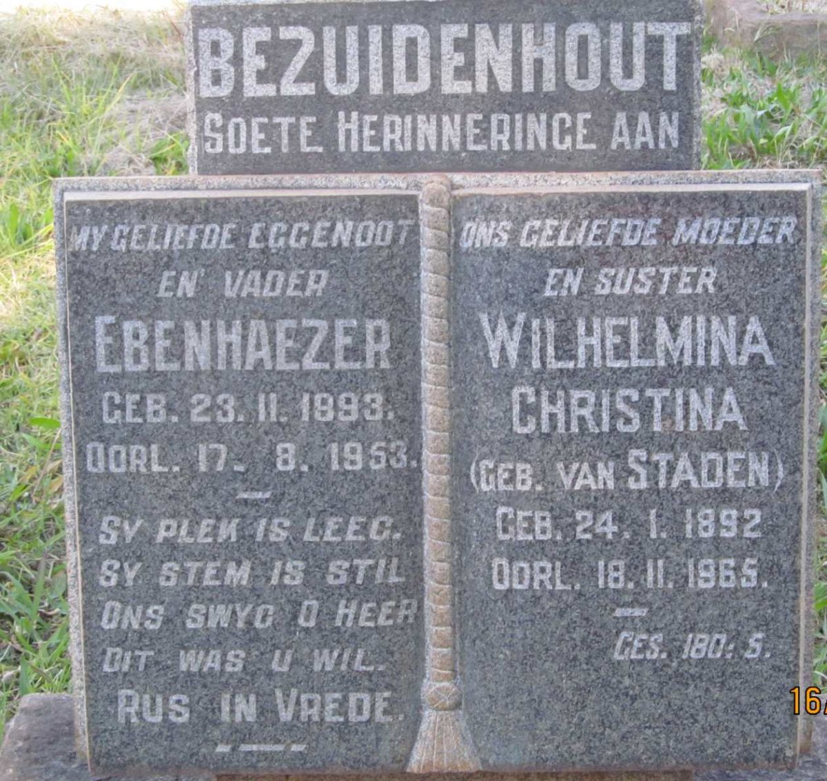 BEZUIDENHOUT Ebenhaezer 1893-1953 &amp; Wilhelmina Christina VAN STADEN 1892-1965