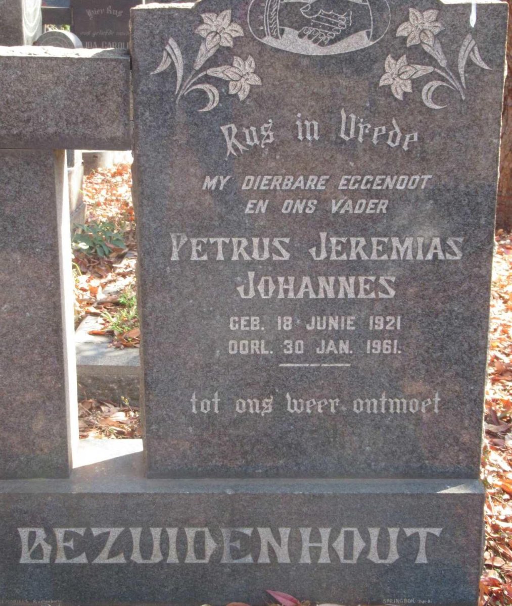 BEZUIDENHOUT Petrus Jeremias Johannes 1921-1961