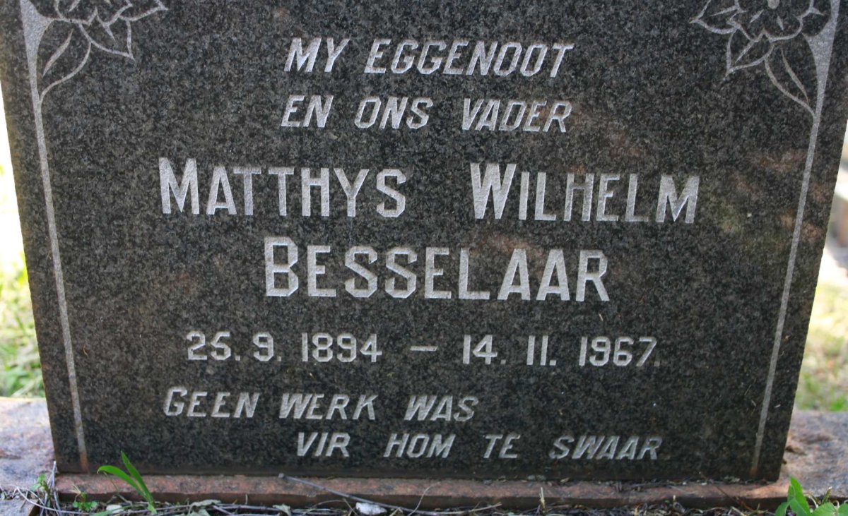 BESSELAAR Matthys Wilhelm 1894-1967