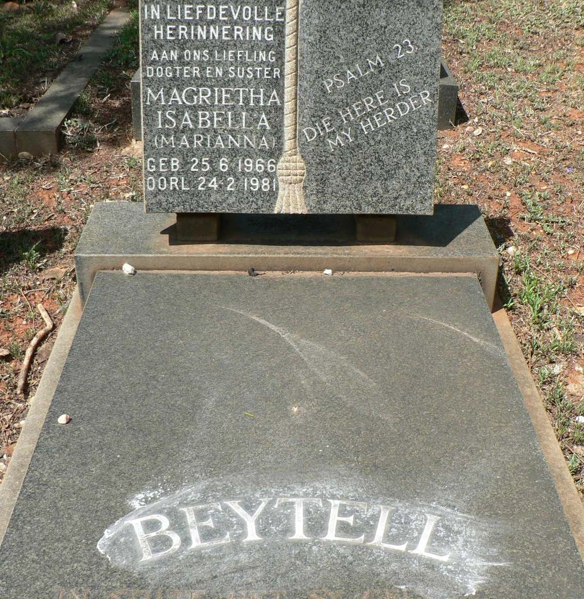 BEYTELL Magrietha Isabella 1966-1981