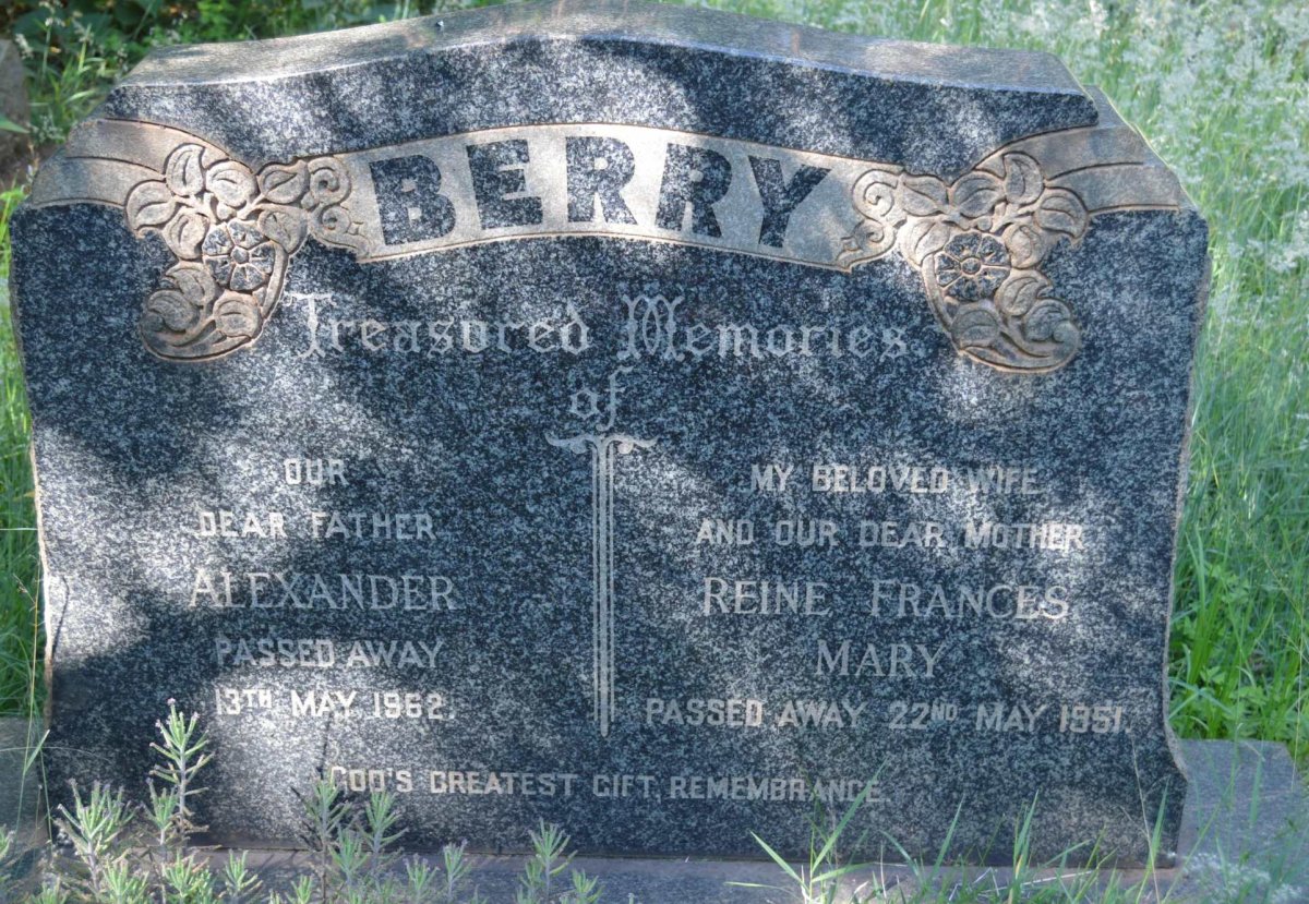 BERRY Alexander -1962 &amp; Reine Frances Mary -1951