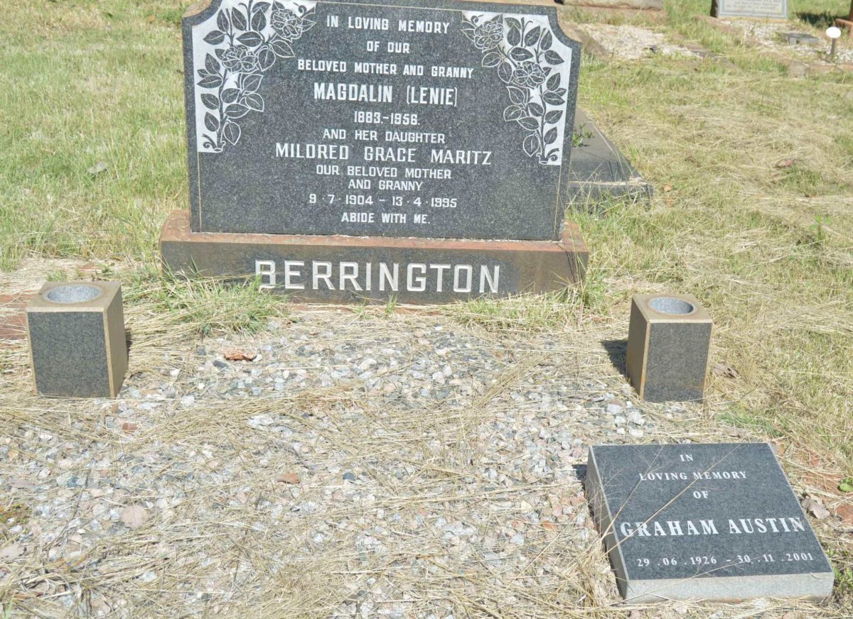 BERRINGTON Magdalin 1883-1956 :: MARITZ Mildred Grace 1904-1995 :: AUSTIN Graham 1926-2001