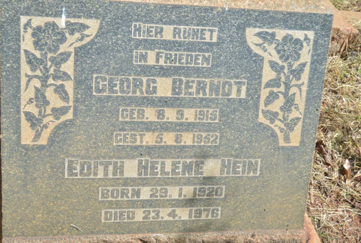 BERNDT Georg 1915-1952 &amp; Edith Helene HEIN 1920-1976