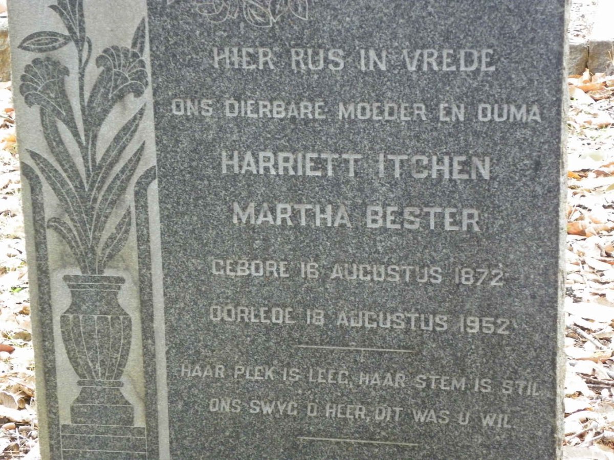 BESTER Harriett Itchen Martha 1872-1952