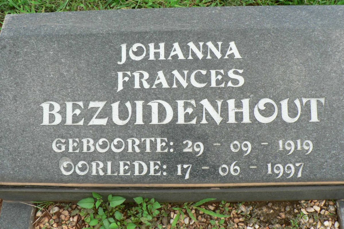 BEZUIDENHOUT Johanna Frances 1919-1997