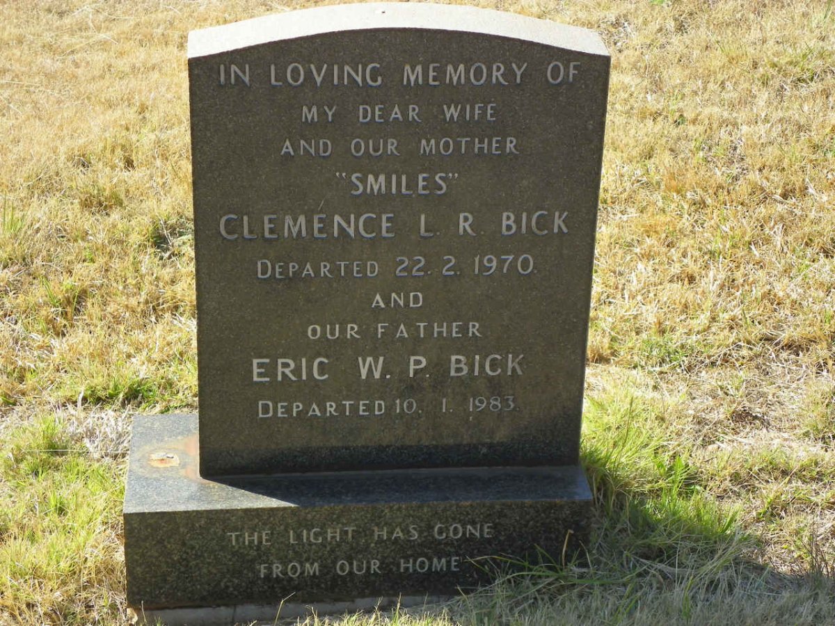 BICK Eric W.P. -1983 &amp; Clemence L.R. -1970