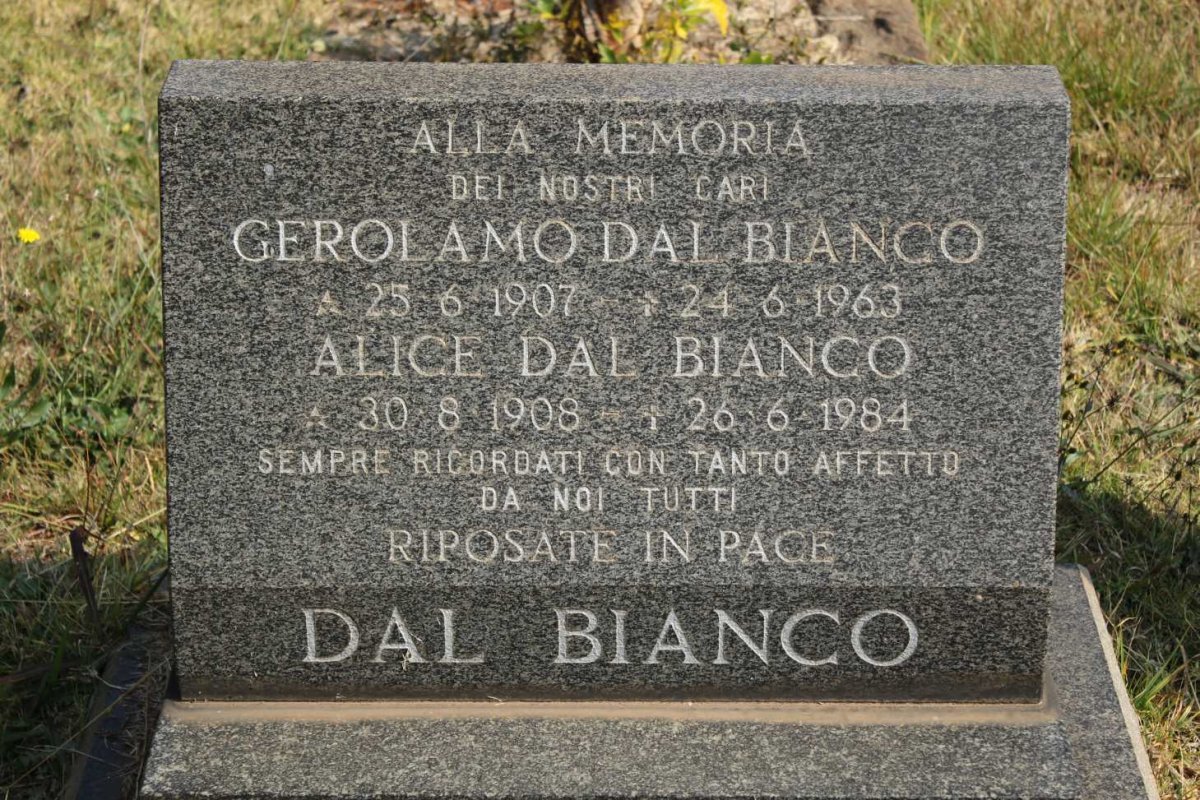 BIANCO Gerolamo, dal 1907-1984 &amp; Alice 1908-1984