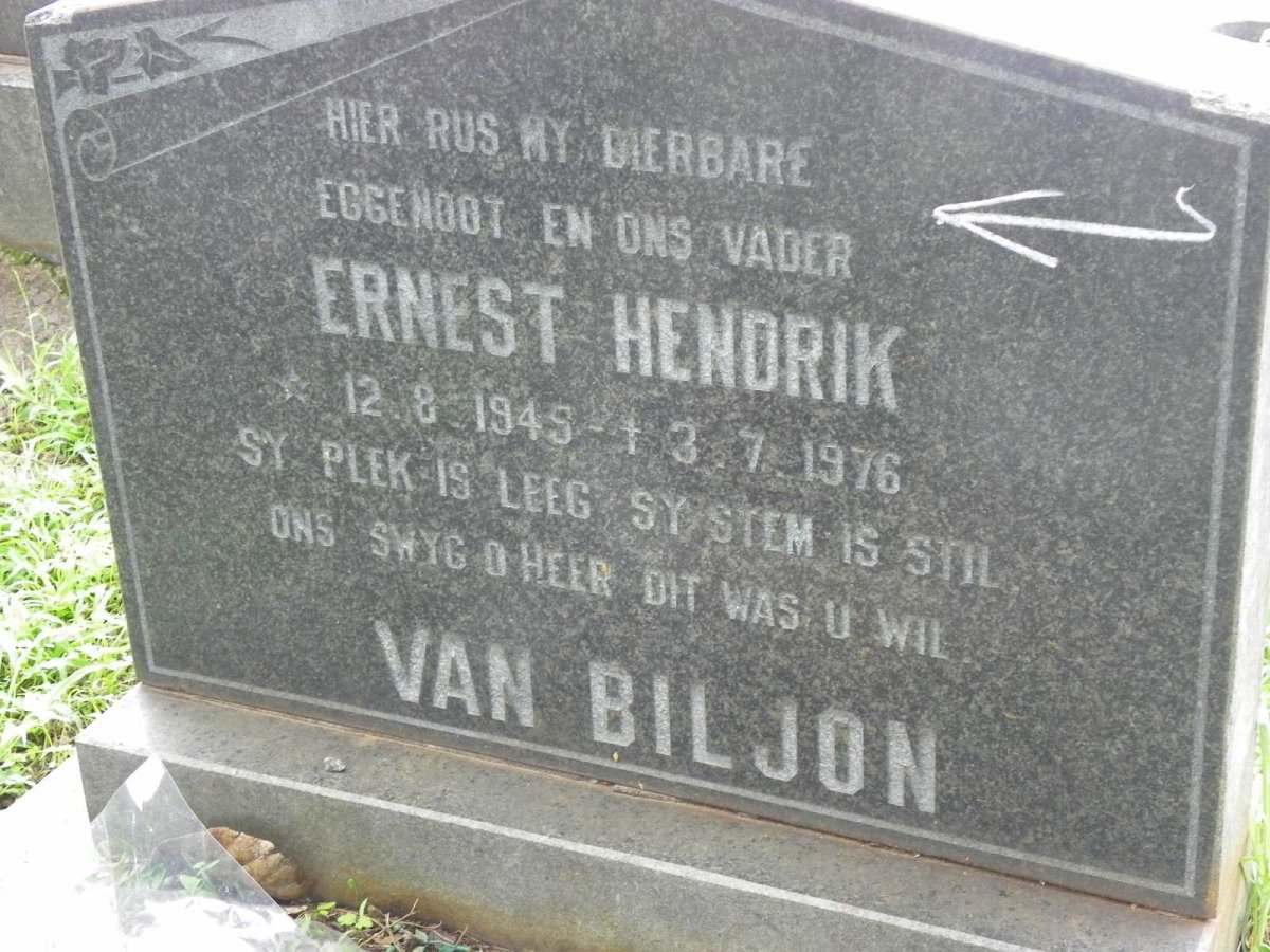 BILJON Ernest Hendrik, van 1945-1976