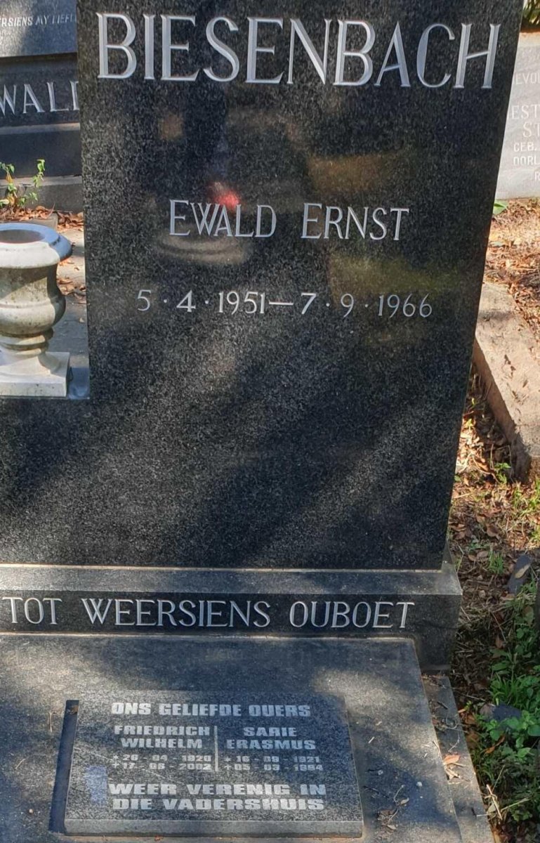 BIESENBACH Friedrich Wilhelm 1920-2002 &amp; Sarie Erasmus 1921-1994 :: BIESENBACH Ewald Ernst 1951-1966