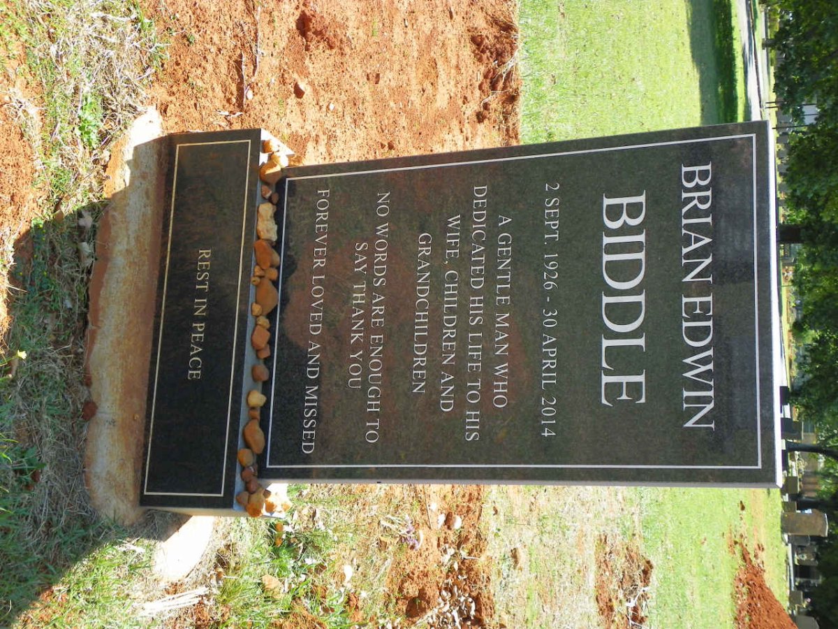 BIDDLE Brian Edwin 1926-2014