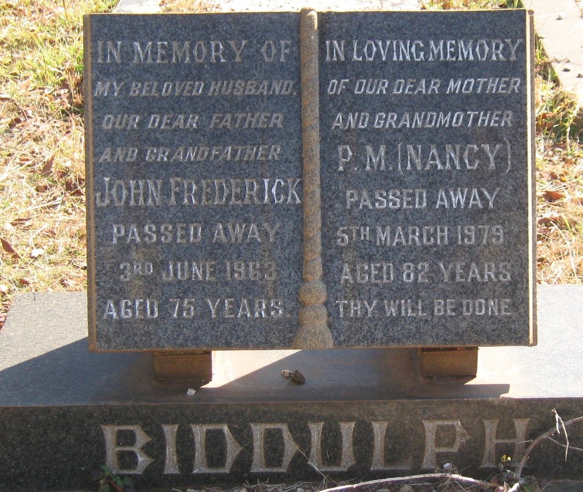 BIDDULPH John Frederick -1963 &amp; P.M. -1979
