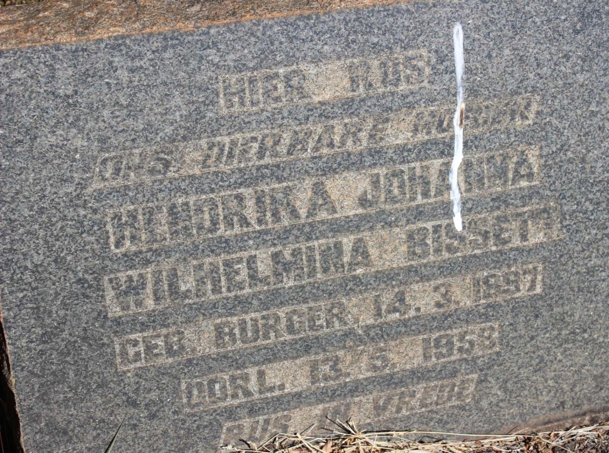 BISSETT Hendrika Johanna Wilhelmina nee BURGER 1897-1958