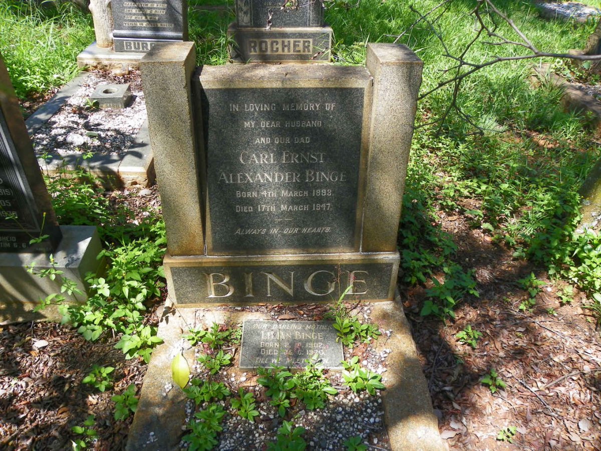 BINGE Carl Ernst Alexander 1893-1947 &amp; Lilian 1902-1970