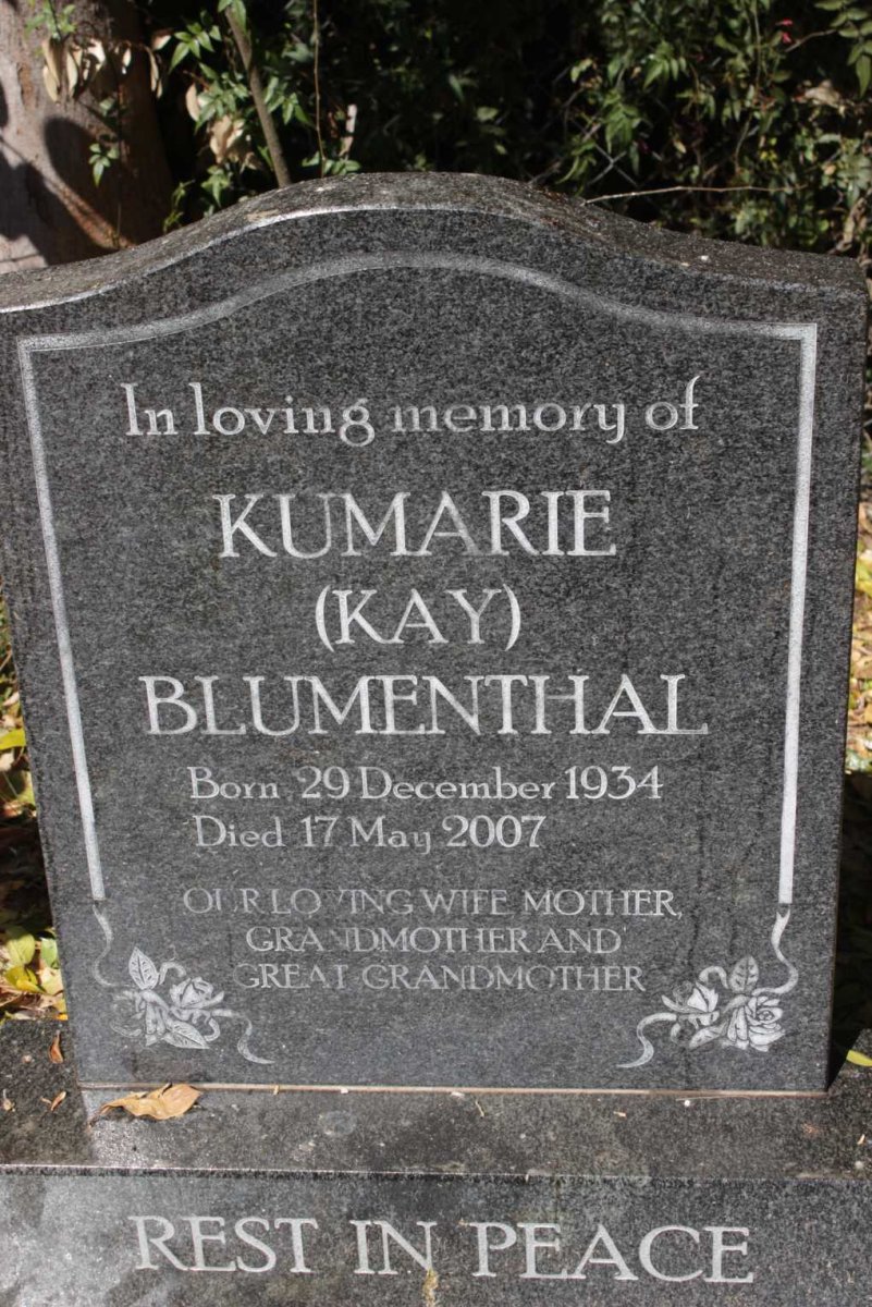 BLUMENTHAL Kumarie 1934-2007