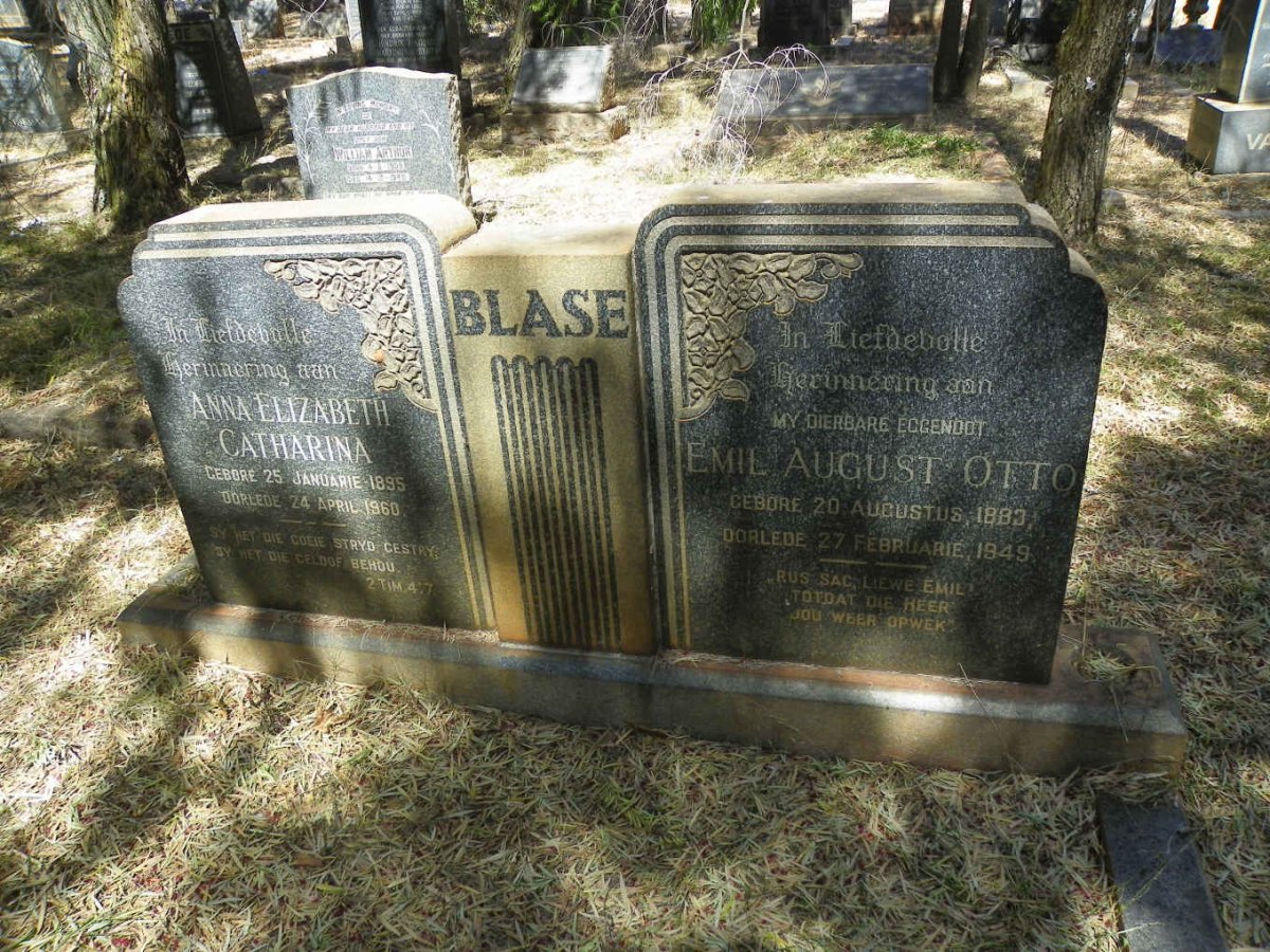 BLASE Emil August Otto 1883-1949 &amp; Anna Elizabeth Catharina 1895-1960