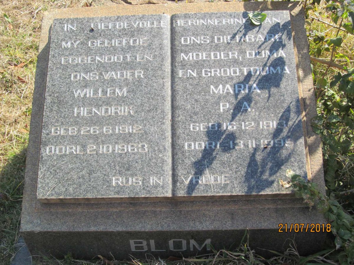 BLOM Willem Hendrik 1912-1963 &amp; Maria P.A. 1913-1995