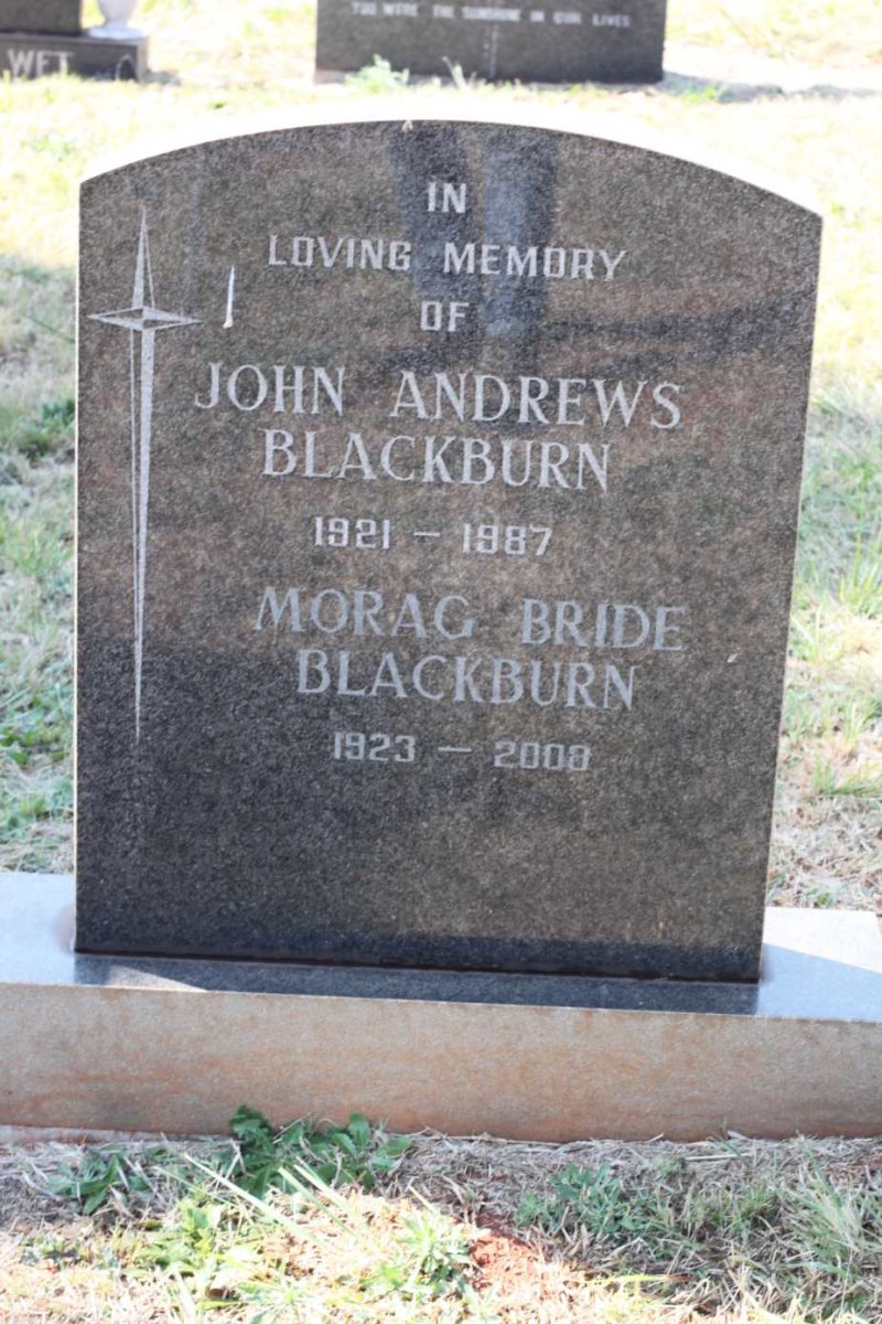 BLACKBURN John Andrews 1921-1987 &amp; Morag Bride 1923-2008