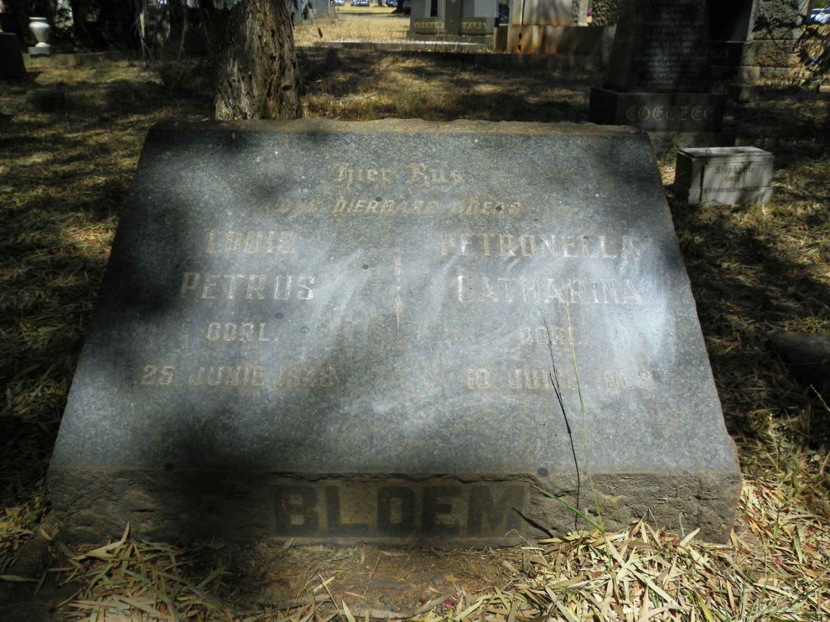 BLOEM Louis Petrus -1948 &amp; Petronella Catharina -1962