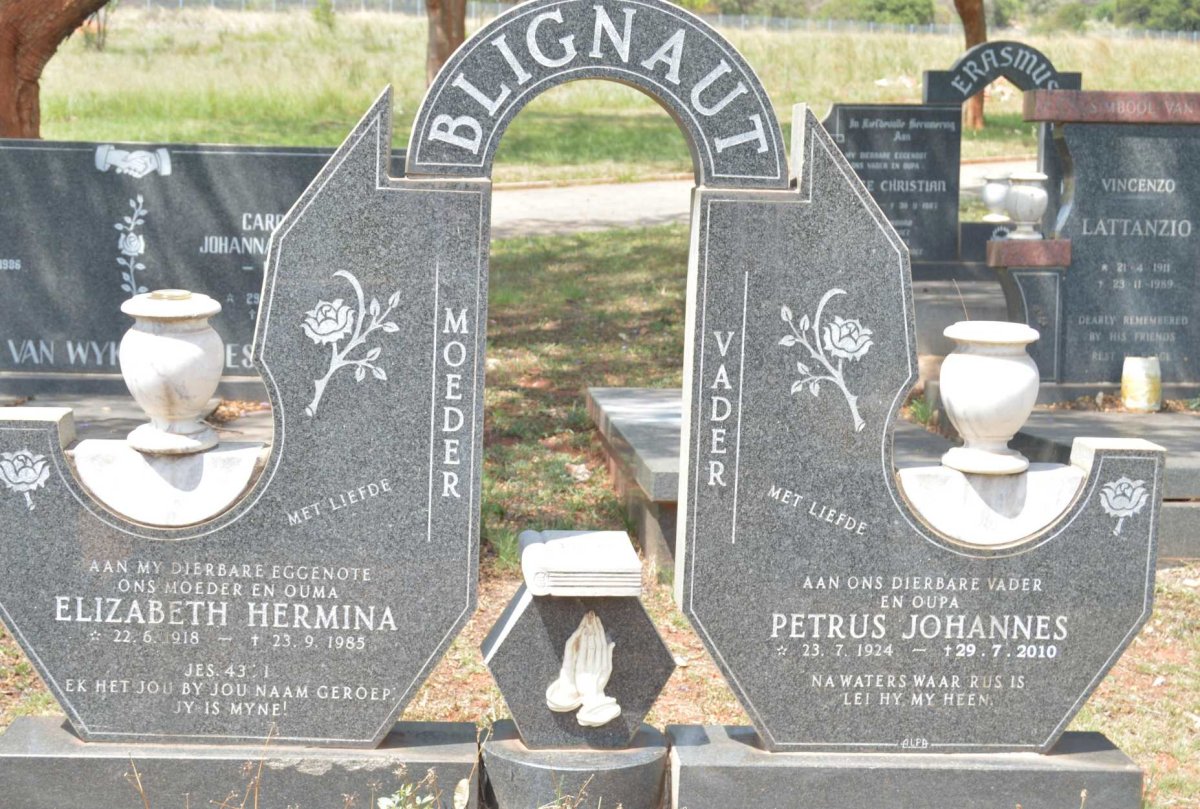 BLIGNAUT Petrus Johannes 1924-2010 &amp; Elizabeth Hermina 1918-1985