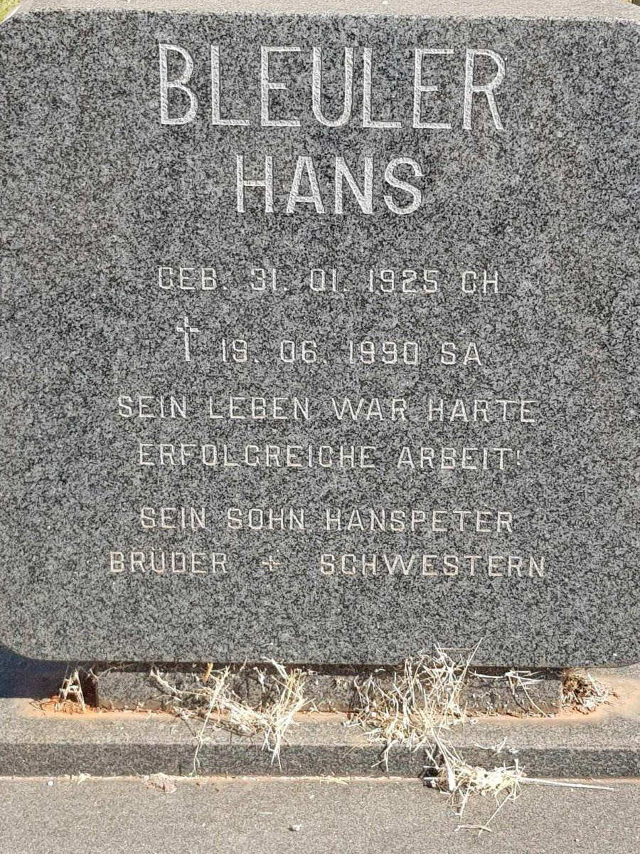 BLEULER Hans 1925-1990