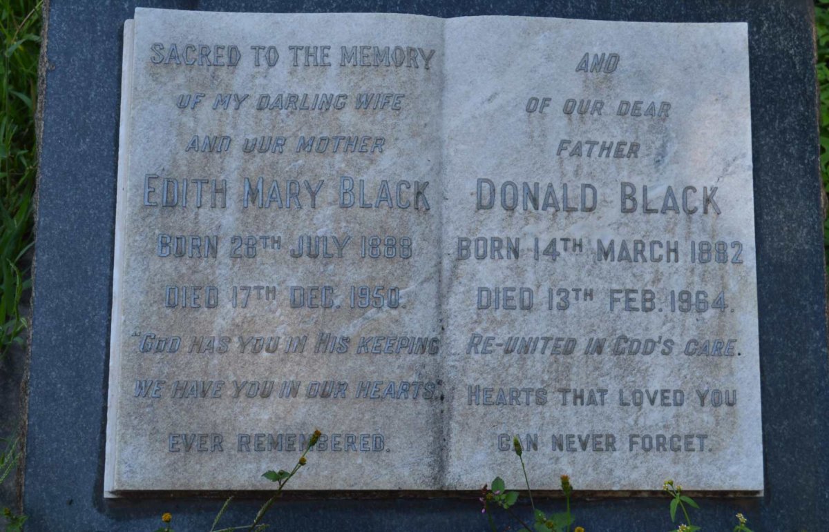 BLACK Donald 1882-1964 &amp; Edith Mary 1888-1950