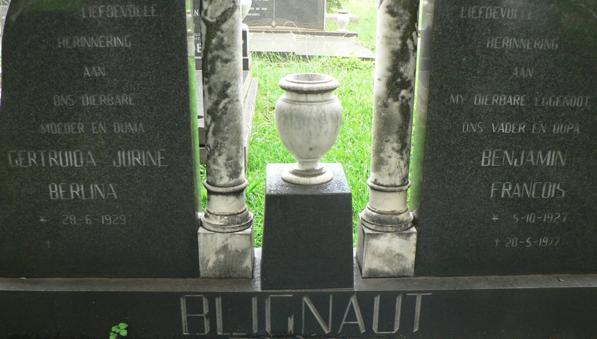 BLIGNAUT Benjamin Francois 1927-1977 &amp; Gertruida Jurine Berlina 1929-
