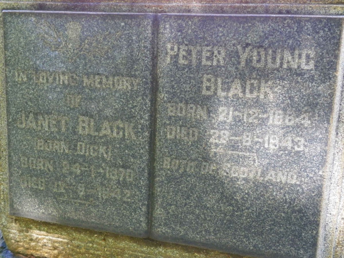 BLACK Peter Young 1864-1943 &amp; Janet DICK 1870-1942