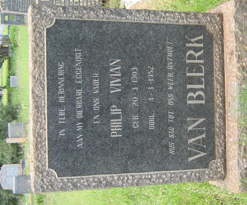 BLERK Philip Vivian, van 1903-1952 