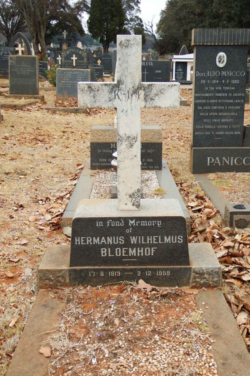 BLOEMHOF Hermanus Wilhelmus 1913-1959