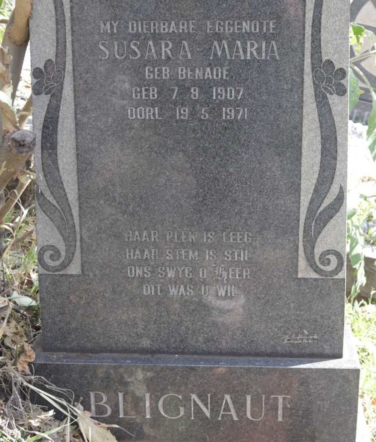 BLIGNAUT Susara Maria nee BENADE 1907-1971