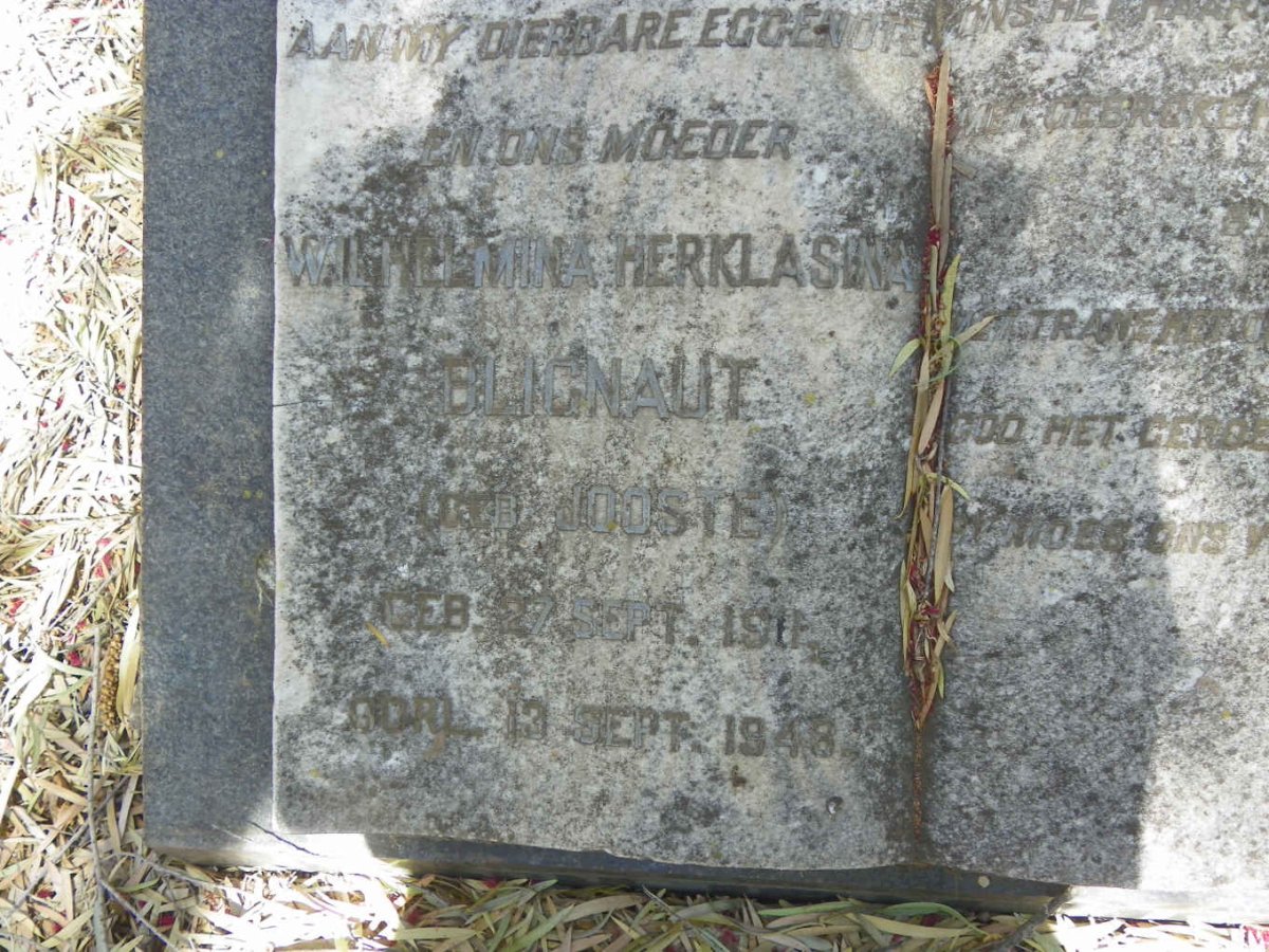 BLIGNAUT Wilhelmina Herklasina nee JOOSTE 1911-1948