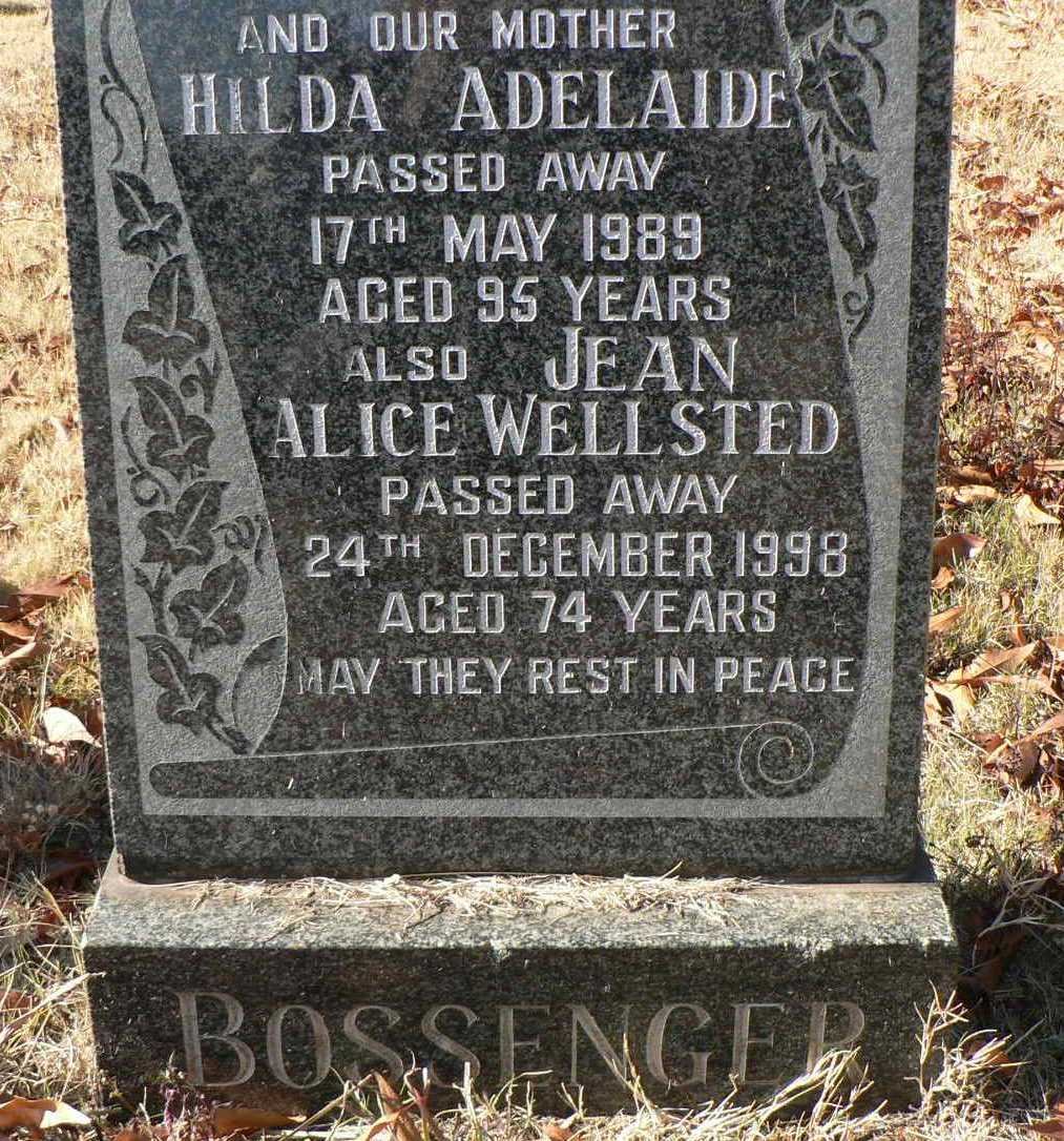 BOSSENGER Hilda Adelaide -1989 :: WELLSTED Jean Alice -1998