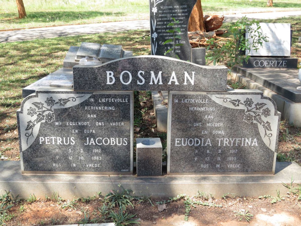 BOSMAN Petrus Jacobus 1912-1983 &amp; Euodia Tryfina 1917-1999