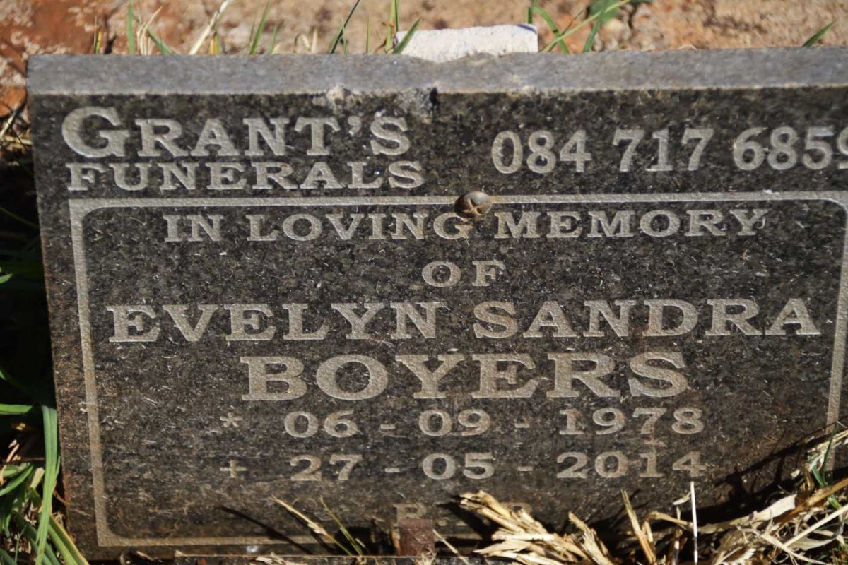 BOYERS Evelyn Sandra 1978-2014