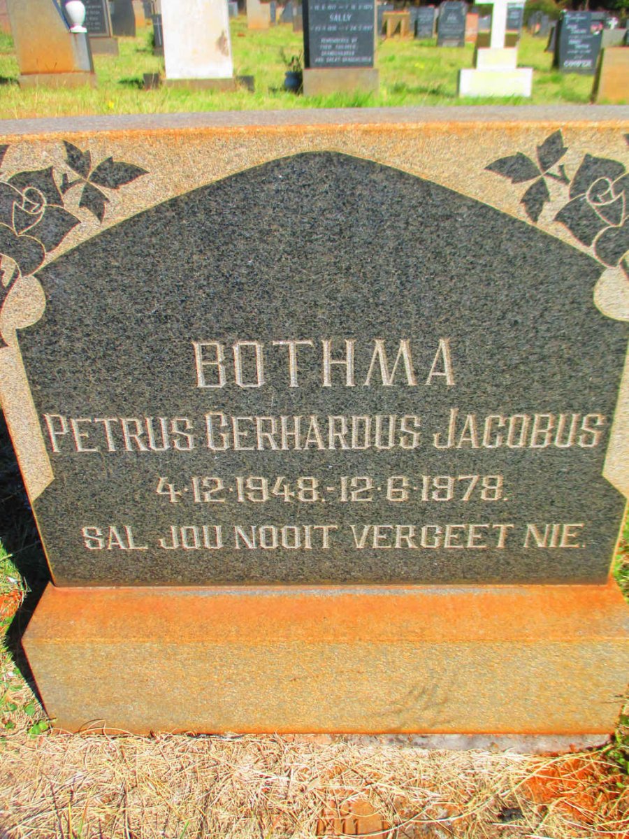 BOTHMA Petrus Gerhardus Jacobus 1948-1979