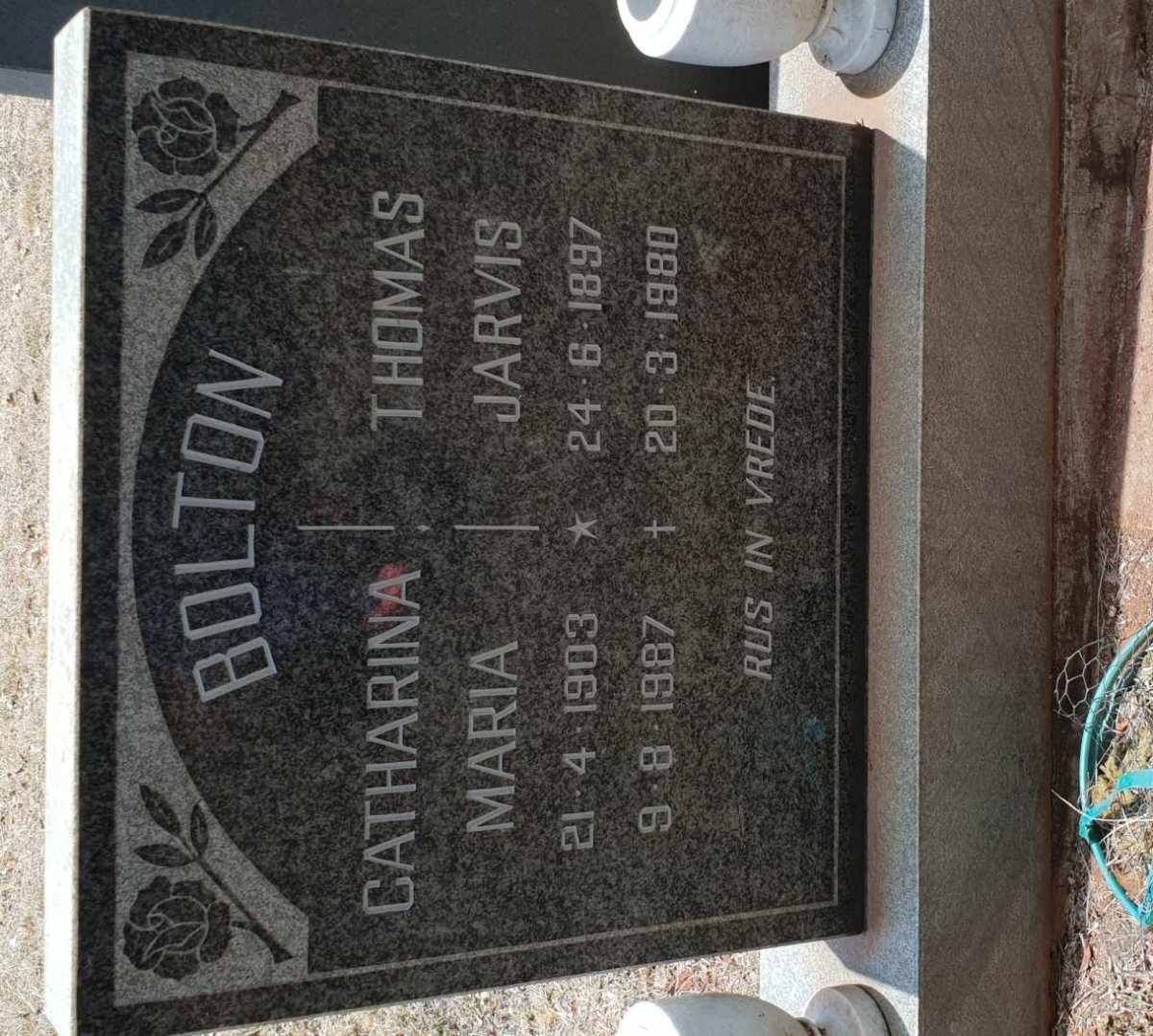 BOLTON Thomas Jarvis 1897-1980 &amp; Catharina Maria 1903-1987