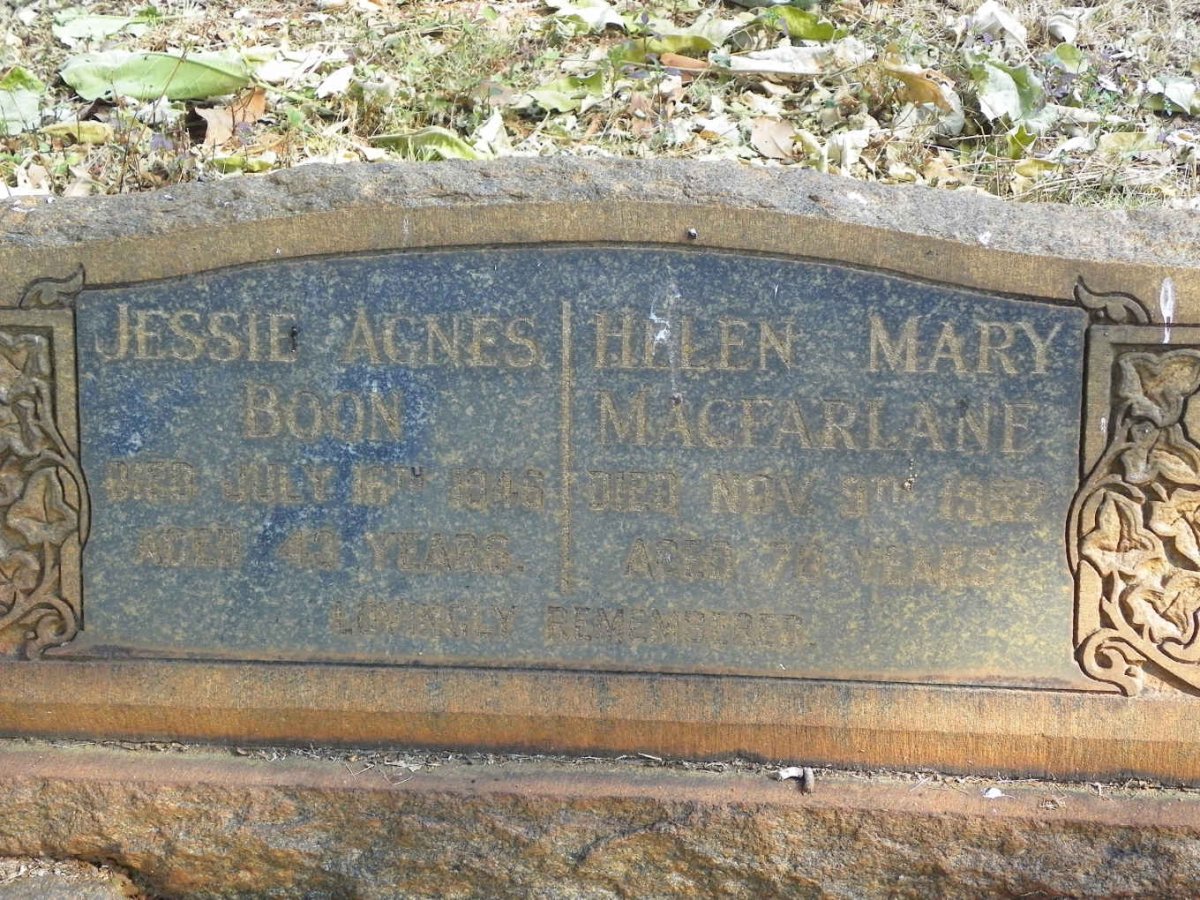 BOON Jessie Agnes -1946 :: MACFARLANE Helen Mary -1952