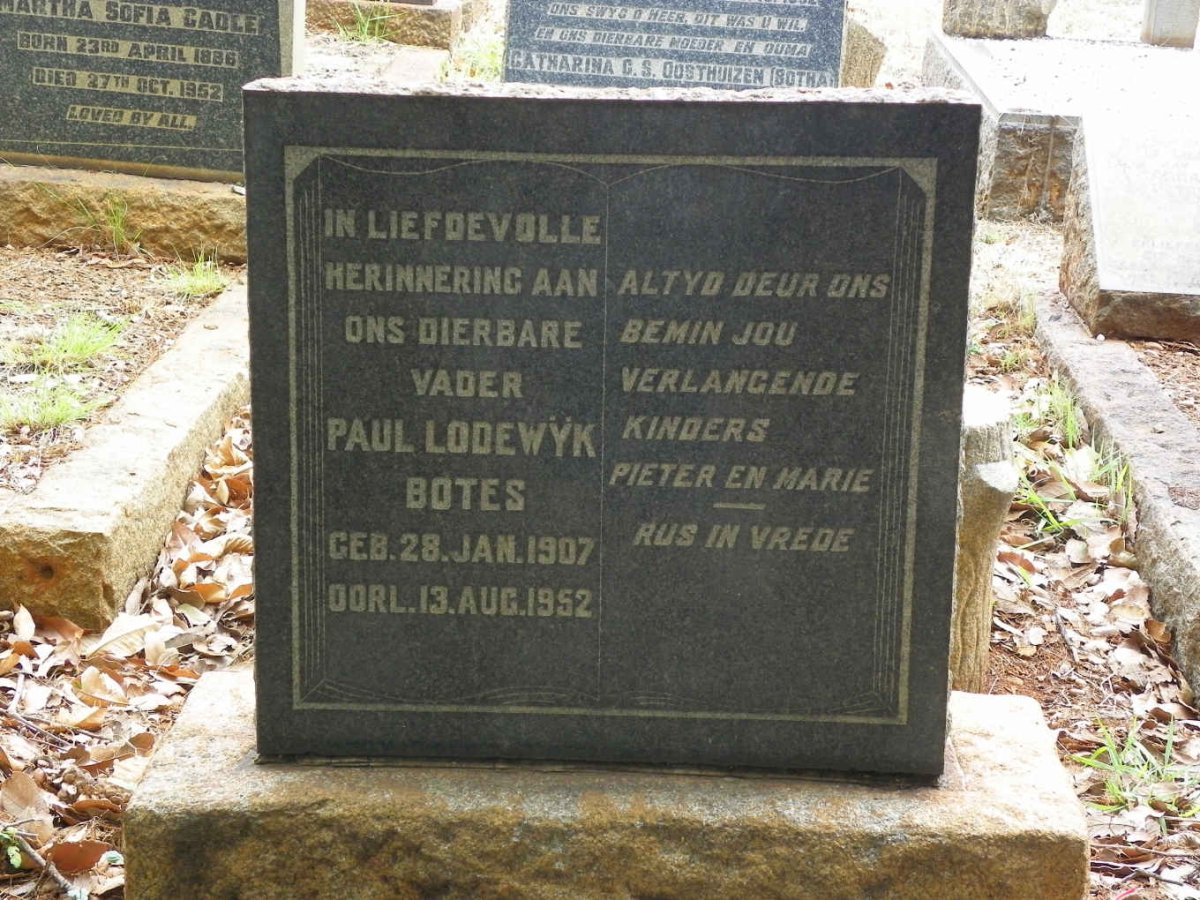 BOTES Paul Lodewyk 1907-1952